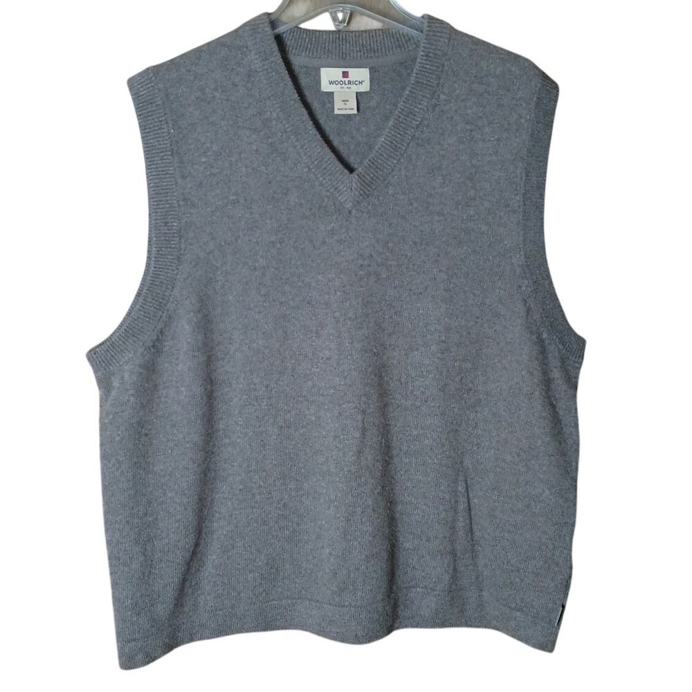Woolrich Men’s XL Brown Knit Pullover V-neck Cotton/ Lamb’s Wool Sweater Vest